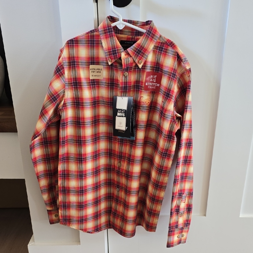 Ariat Red and Yellow Casual Button Down Shirt